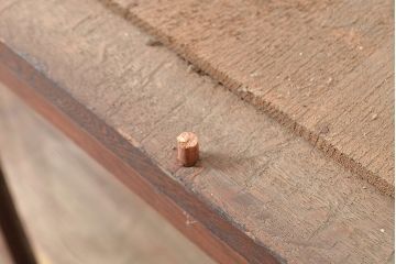 和製アンティーク　引き出し付き　大正ロマンにおすすめ!深みのある木色が素敵なガラス戸棚(キャビネット、ガラスケース、収納棚、サイドボード)(R-048029)