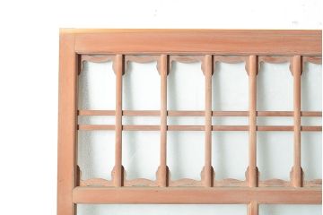 アンティーク建具　凝ったつくりを楽しめるお洒落なガラス戸2枚セット(引き戸、建具)(R-048033)