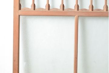 アンティーク建具　凝ったつくりを楽しめるお洒落なガラス戸2枚セット(引き戸、建具)(R-048033)