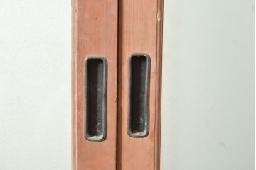 アンティーク建具　凝ったつくりを楽しめるお洒落なガラス戸2枚セット(引き戸、建具)(R-048033)