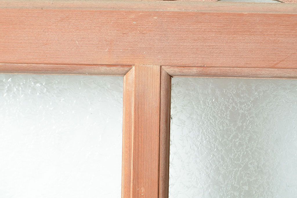 アンティーク建具　凝ったつくりを楽しめるお洒落なガラス戸2枚セット(引き戸、建具)(R-048033)