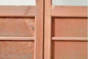 アンティーク建具　凝ったつくりを楽しめるお洒落なガラス戸2枚セット(引き戸、建具)(R-048033)