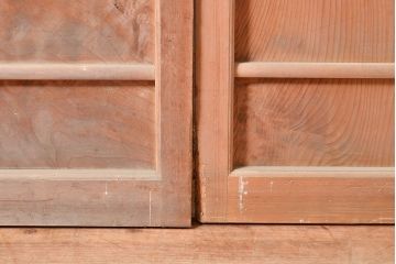 アンティーク建具　凝ったつくりを楽しめるお洒落なガラス戸2枚セット(引き戸、建具)(R-048033)