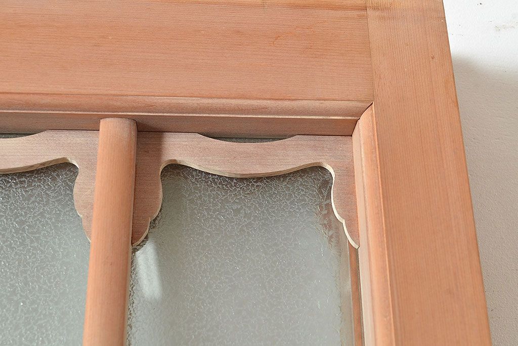 アンティーク建具　凝ったつくりを楽しめるお洒落なガラス戸2枚セット(引き戸、建具)(R-048033)