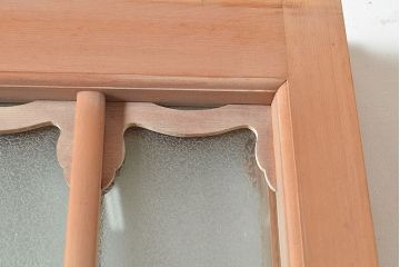 アンティーク建具　凝ったつくりを楽しめるお洒落なガラス戸2枚セット(引き戸、建具)(R-048033)