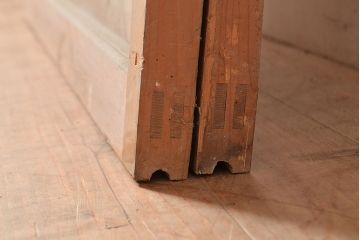 アンティーク建具　凝ったつくりを楽しめるお洒落なガラス戸2枚セット(引き戸、建具)(R-048033)