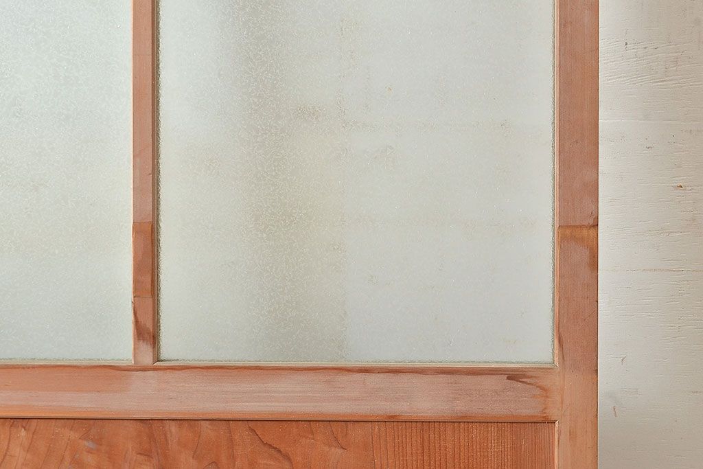 アンティーク建具　凝ったつくりを楽しめるお洒落なガラス戸2枚セット(引き戸、建具)(R-048033)