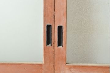 アンティーク建具　凝ったつくりを楽しめるお洒落なガラス戸2枚セット(引き戸、建具)(R-048033)