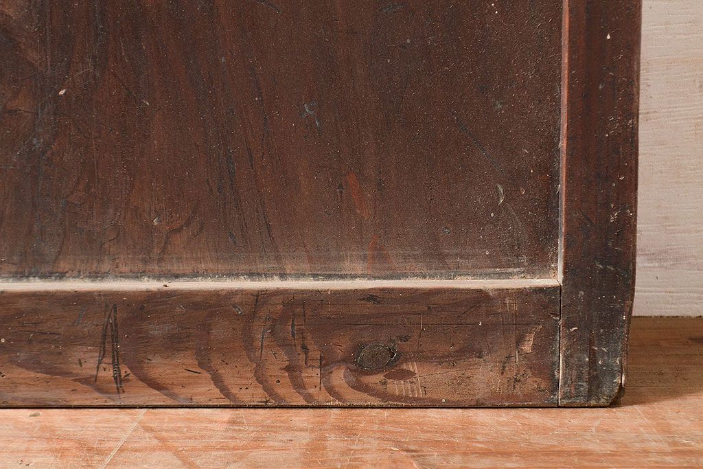 アンティーク建具　大正期　細く並ぶ桟がモダンな空間を演出する格子戸2枚セット　(R-048034)