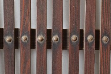 アンティーク建具　大正期　細く並ぶ桟がモダンな空間を演出する格子戸2枚セット　(R-048034)