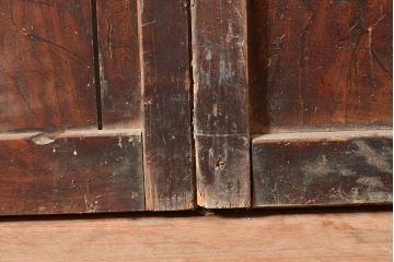 アンティーク建具　細く並ぶ桟がモダンな空間を演出する格子戸2枚セット(引き戸、建具)(R-048035)