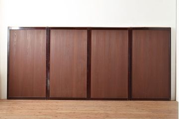 アンティーク建具　上手物　装飾が施された帯が目を引く上品な帯戸4枚セット(板戸、引き戸、建具)(R-048036)