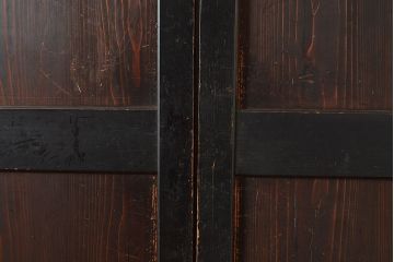 アンティーク建具　明治～大正期　黒い木枠がモダンで格好良い帯戸4枚セット　(R-048037)