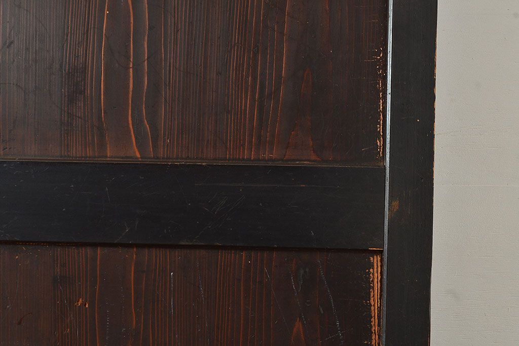 アンティーク建具　明治～大正期　黒い木枠がモダンで格好良い帯戸4枚セット　(R-048037)