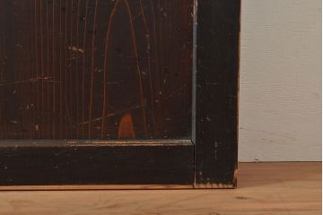 アンティーク建具　明治～大正期　黒い木枠がモダンで格好良い帯戸4枚セット　(R-048037)