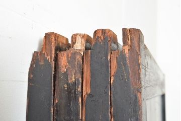 アンティーク建具　明治～大正期　黒い木枠がモダンで格好良い帯戸4枚セット　(R-048037)