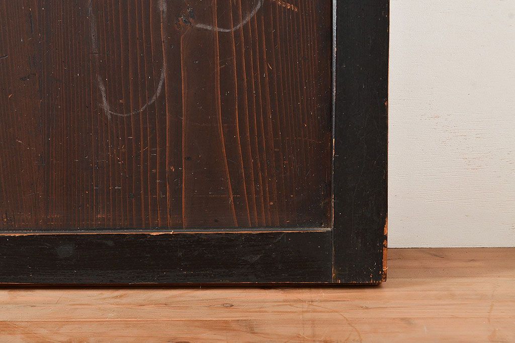 アンティーク建具　明治～大正期　黒い木枠がモダンで格好良い帯戸4枚セット　(R-048037)