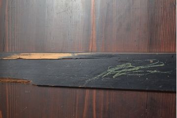 アンティーク建具　明治大正期　黒い木枠がモダンで格好良い帯戸4枚セット(板戸、引き戸)(R-048037)