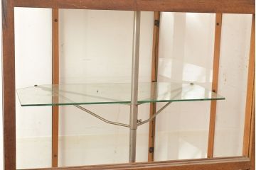 和製アンティーク　五角形のフォルムが珍しい!ナラ材製の縦型ガラスケース(ショーケース、陳列棚)(R-048039)
