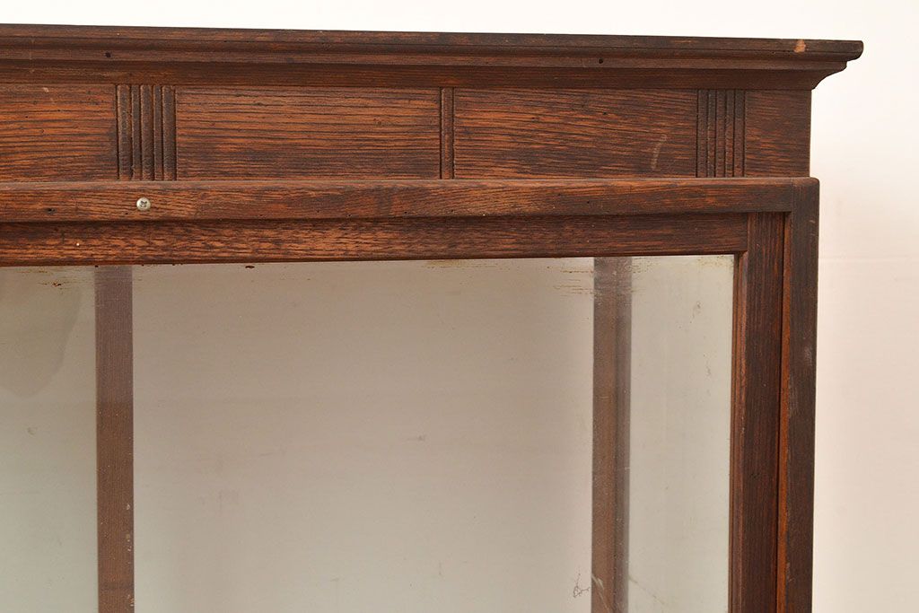 和製アンティーク　ノスタルジックな雰囲気を高める栓材製のガラスケース(ショーケース、陳列棚)(R-048040)