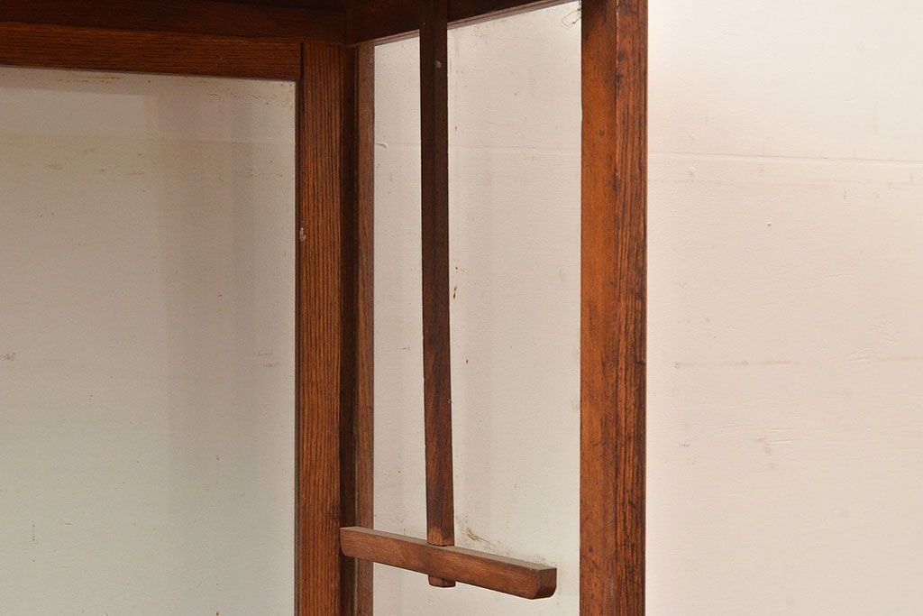 和製アンティーク　ノスタルジックな雰囲気を高める栓材製のガラスケース(ショーケース、陳列棚)(R-048040)