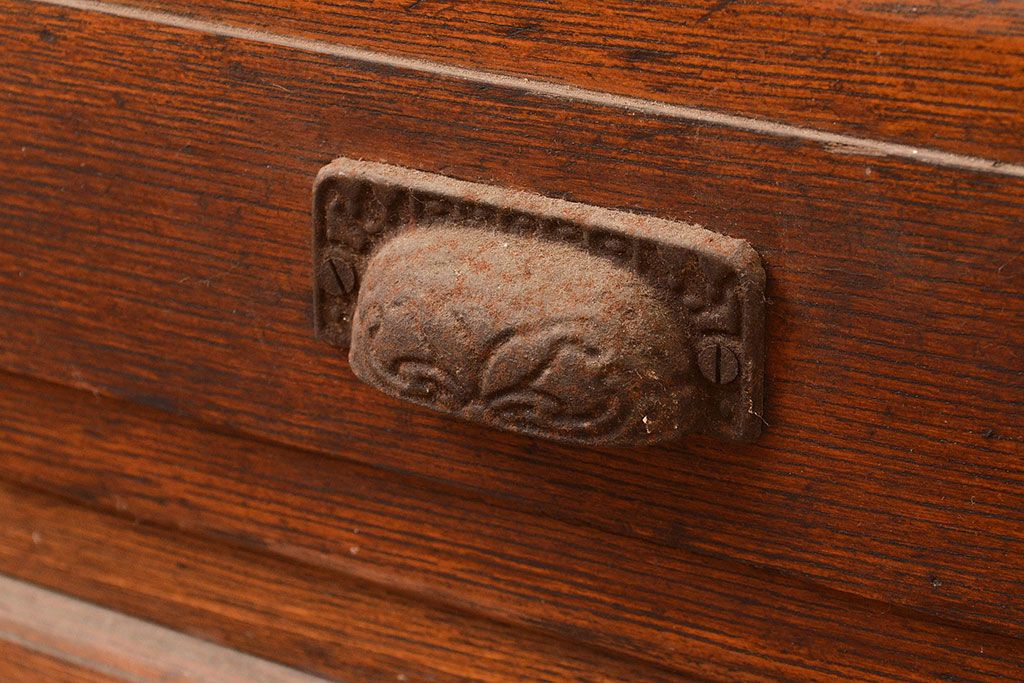 和製アンティーク　ノスタルジックな雰囲気を高める栓材製のガラスケース(ショーケース、陳列棚)(R-048040)