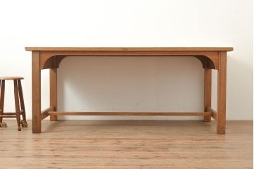 昭和レトロ　総無垢材でつくられたシンプルなデザインの作業台(ダイニングテーブル)(R-048044)