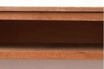 昭和レトロ　便利な棚付き!味のある木肌が楽しめるラワン材製の作業台(コンソールテーブル、カウンターテーブル)(R-048045)