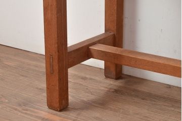 昭和レトロ　便利な棚付き!味のある木肌が楽しめるラワン材製の作業台(コンソールテーブル、カウンターテーブル)(R-048045)