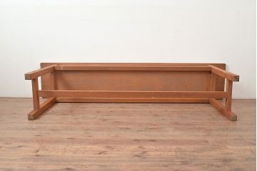 昭和レトロ　便利な棚付き!味のある木肌が楽しめるラワン材製の作業台(コンソールテーブル、カウンターテーブル)(R-048045)