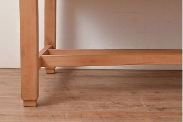 ヴィンテージ家具　ラワン材　両面引き出し付き　素朴な風合いが魅力!懐かしい雰囲気の作業台(机、在宅ワーク、在宅用ワークデスク、ビンテージ)(R-048051)