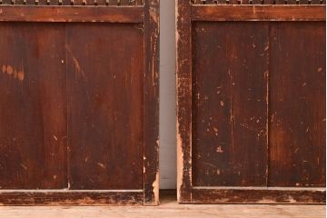 アンティーク建具　和モダンな空間づくりにおすすめの格子戸2枚セット(障子戸、引き戸、建具)(R-048054)