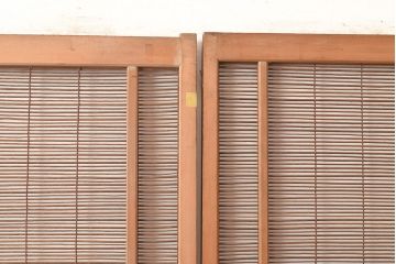 アンティーク建具　帯部分のデザインが目を引く品のある簀戸3枚セット(簾戸、葭戸、夏障子、すど、葦戸)(R-048055)