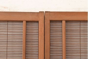 アンティーク建具　帯部分のデザインが目を引く品のある簀戸3枚セット(簾戸、葭戸、夏障子、すど、葦戸)(R-048055)