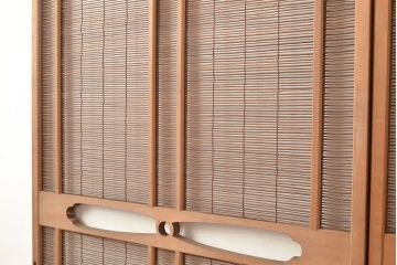 アンティーク建具　帯部分のデザインが目を引く品のある簀戸3枚セット(簾戸、葭戸、夏障子、すど、葦戸)(R-048055)