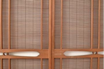 アンティーク建具　帯部分のデザインが目を引く品のある簀戸3枚セット(簾戸、葭戸、夏障子、すど、葦戸)(R-048055)