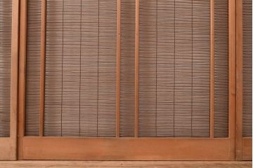 アンティーク建具　帯部分のデザインが目を引く品のある簀戸3枚セット(簾戸、葭戸、夏障子、すど、葦戸)(R-048055)