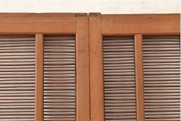 アンティーク建具　帯部分のデザインが目を引く品のある簀戸3枚セット(簾戸、葭戸、夏障子、すど、葦戸)(R-048055)