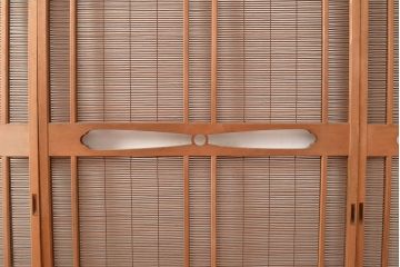 アンティーク建具　帯部分のデザインが目を引く品のある簀戸3枚セット(簾戸、葭戸、夏障子、すど、葦戸)(R-048055)