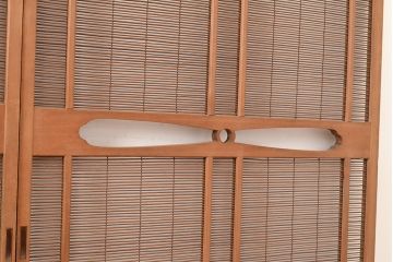 アンティーク建具　帯部分のデザインが目を引く品のある簀戸3枚セット(簾戸、葭戸、夏障子、すど、葦戸)(R-048055)