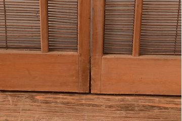 アンティーク建具　帯部分のデザインが目を引く品のある簀戸3枚セット(簾戸、葭戸、夏障子、すど、葦戸)(R-048055)