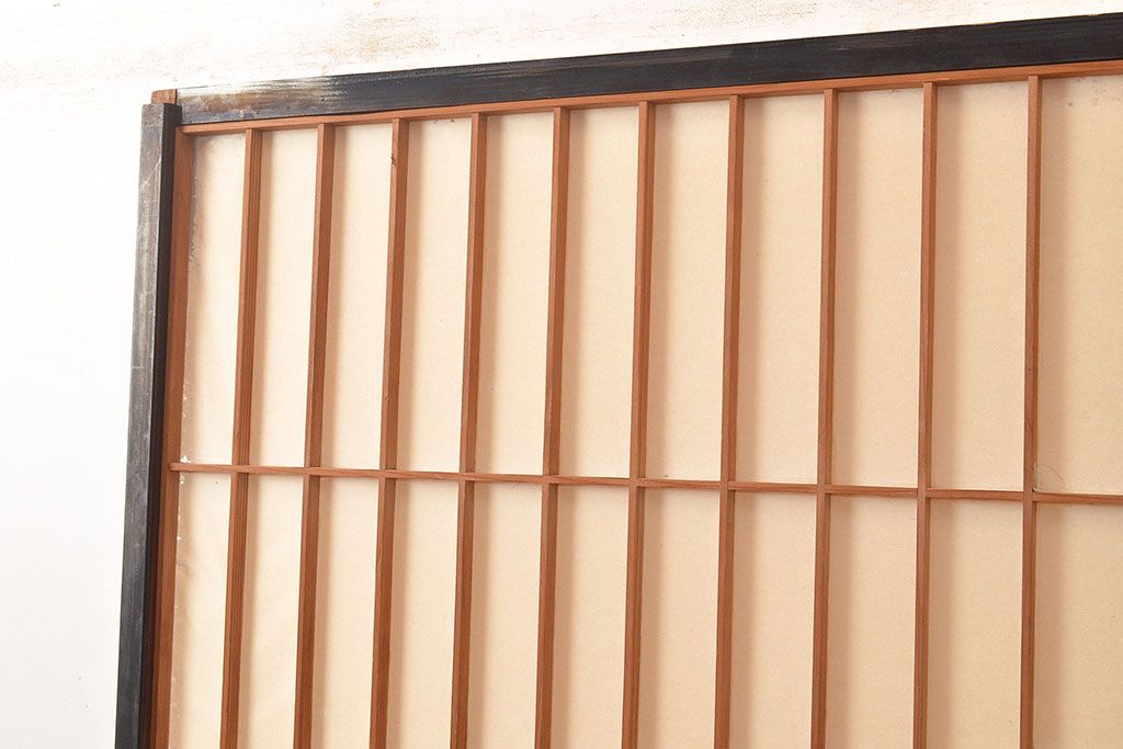 アンティーク建具　昭和初期　黒い框がモダンな印象を高める障子戸2枚セット　(R-048056)