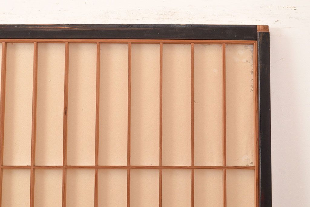 アンティーク建具　昭和初期　黒い框がモダンな印象を高める障子戸2枚セット　(R-048056)