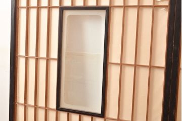 アンティーク建具　昭和初期　黒い框がモダンな印象を高める障子戸2枚セット　(R-048056)