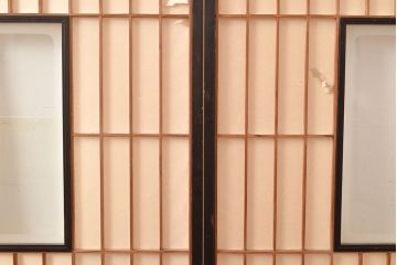 アンティーク建具　昭和初期　黒い框がモダンな印象を高める障子戸2枚セット　(R-048056)