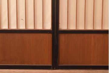 アンティーク建具　昭和初期　黒い框がモダンな印象を高める障子戸2枚セット　(R-048056)