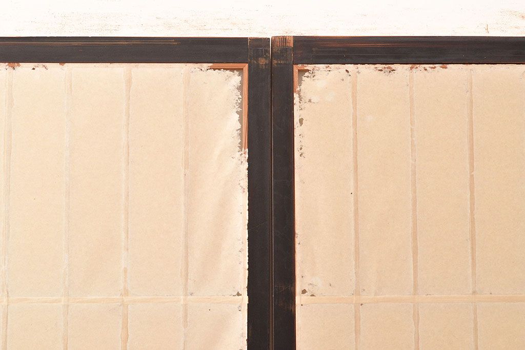 アンティーク建具　昭和初期　黒い框がモダンな印象を高める障子戸2枚セット　(R-048056)
