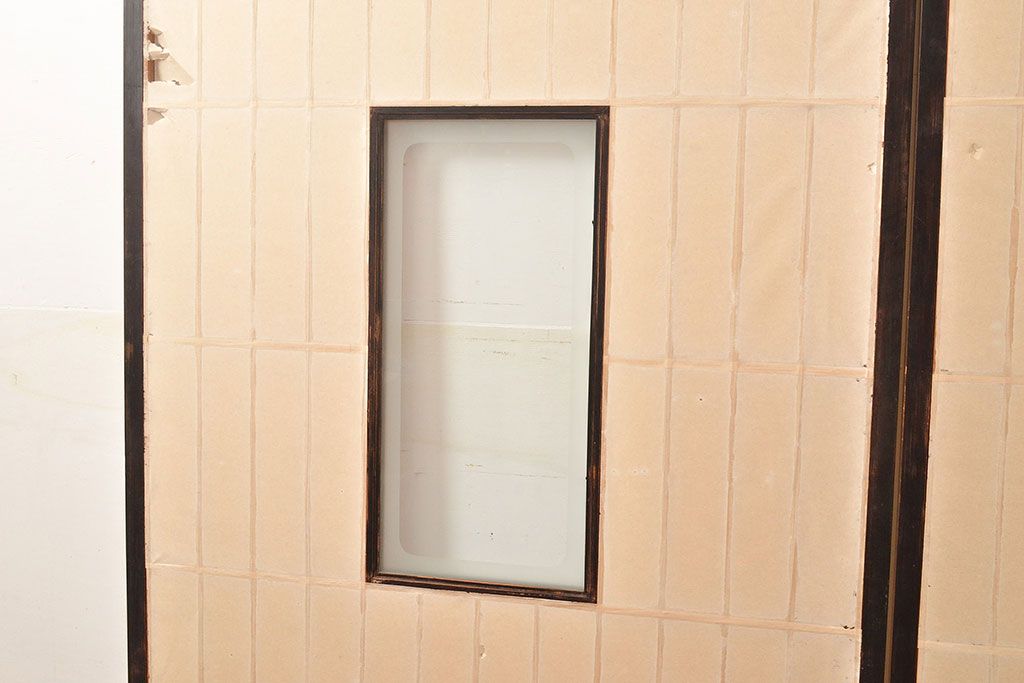 アンティーク建具　昭和初期　黒い框がモダンな印象を高める障子戸2枚セット　(R-048056)