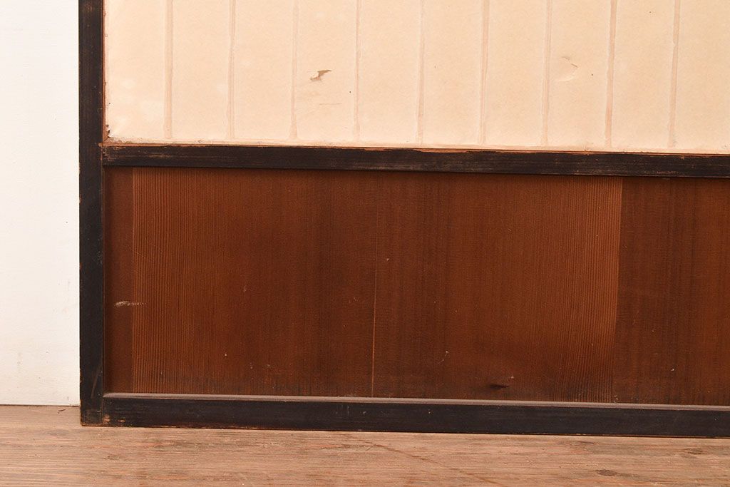 アンティーク建具　昭和初期　黒い框がモダンな印象を高める障子戸2枚セット　(R-048056)