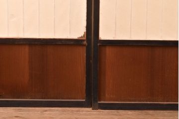アンティーク建具　昭和初期　黒い框がモダンな印象を高める障子戸2枚セット　(R-048056)